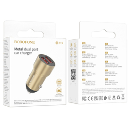 BOROFONE CHARGEUR VOITURE  2XUSB FAST CHARGE 12W   GOLD