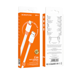 BOROFONE CABLE USB TO LIGHTNING 2,4 A CHARGE RAPIDE BX89 BLANC ET ROUGE