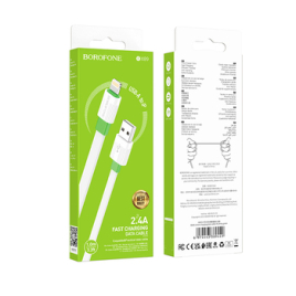 BOROFONE CABLE USB TO LIGHTNING 2,4 A CHARGE RAPIDE BX89 BLANC ET VERT