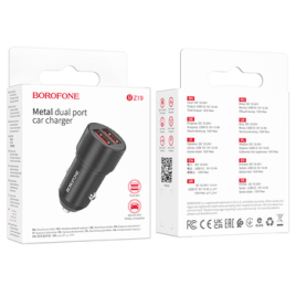 BOROPHONE CHARGEUR VOITURE 2 USB CHARGE RAPIDE 12W NOIR