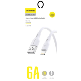 PAVAREAL  DATA CABLE LIGHTNING 6A  CHARGE RAPIDE DC1861 BLANC