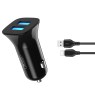 XO CHARGEUR VOITURE 2USB+ CABLE TYPE C  2.4A TZ10 NOIR