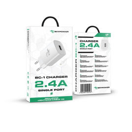 BEEPOWER CHARGEUR USB + CABLE LIGHTNING   CHARGE RAPIDE 2,4A BLANC