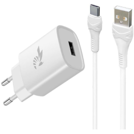 BEEPOWER CHARGEUR + CABLE USB-C  CHARGE RAPIDE  2,4A BLANC 