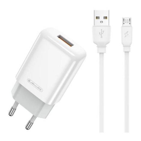JELLICO CHARGEUR USB X1  +CABLE MICRO USB  CHARGE RAPIDE 2,4A BLANC