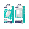 JELLICO CHARGEUR USBX2 + CABLE TYPE C CHARGE RAPIDE 2,4A BLANC