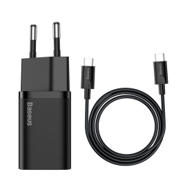 BASEUS USB-C 25W 1C CHARGE RAPIDE SUPER SI NOIR