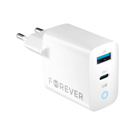 CHARGEUR TYPE C+USB FAST CHARGE 45W FOREVER