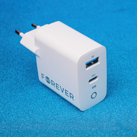 CHARGEUR TYPE C+USB FAST CHARGE 65W FOREVER 