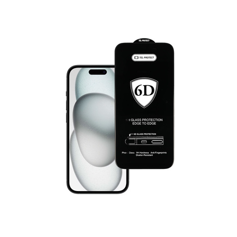 JACLEM - ECRAN PROTECTION VERRE TREMPE 6D IPHONE 15 PLUS NOIRE