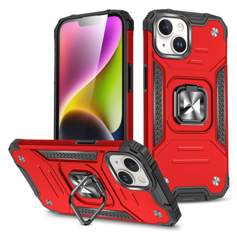 WOZINSKY COQUE RING ARMOR IPHONE 15 RIGIDE ET RESISTANTE ROUGE