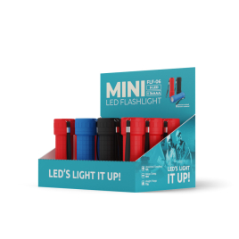 PACK DE 12 TORCHES LED A PILES AVEC PRESENTOIR