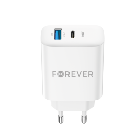 CHARGEUR ULTRA RAPIDE 30W USB + TYPE C BLANC