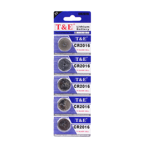 PACK DE 5 PILES BOUTONS LITHIUM 3V CR 2016 T & E