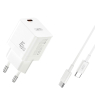 CHARGEUR SECTEUR  TYPE C + CABLE TYPE C / TYPE C BLANC 45W ULTRA FAST XO