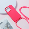 ETUI SILICONE + CORDON IPHONE 15 PRO ROSE