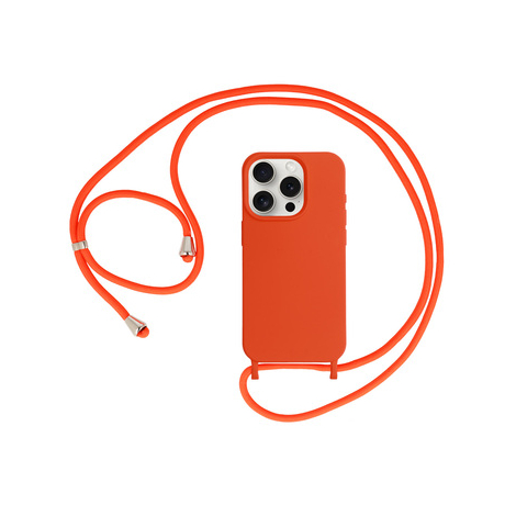 ETUI SILICONE + CORDON IPHONE 15 PRO ORANGE