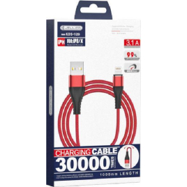 DATA CABLE LIGHTNING POUR IPHONE ROUGE JELLICO 1M