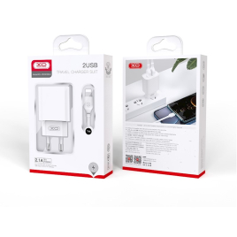 CHARGEUR 2 USB + CABLE TYPE C FAST CHARGE 2.1A XO