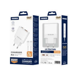 CHARGEUR 1XUSB C  10,5W + CABLE LIGHTNING FONENG KC210  BLANC