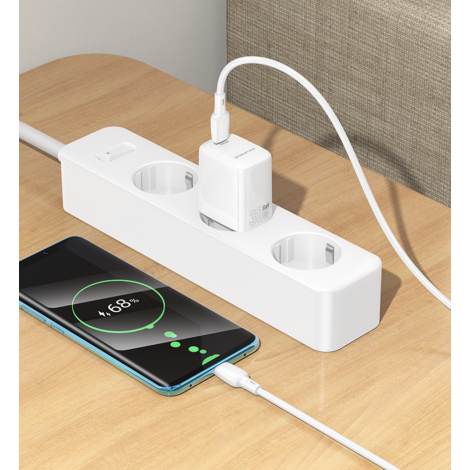 CHARGEUR TYPE C 30W + CABLE TYPE C VERS TYPE C  FAST CHARGE BOROFONE