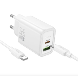 CHARGEUR USB+TYPE C 30W + CABLE C VERS C NOIR