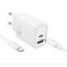 CHARGEUR USB+TYPE C 30W + CABLE C VERS C NOIR