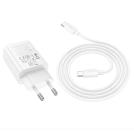 CHARGEUR USB+TYPE C 30W + CABLE C VERS C NOIR