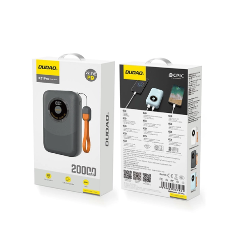 POWER BANK 20000MAH + CABLES + ECRAN  22.5W DUDAO