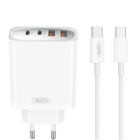 Chargeur GaN 45W XO CE22 - 2 USB-C + 2 USB-A + Câble USB-C 1m